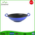 Double ears cast iron Chinese wok wholesale